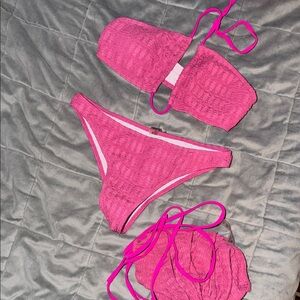 Pink Bikini Set ( 3 piece with skirt )